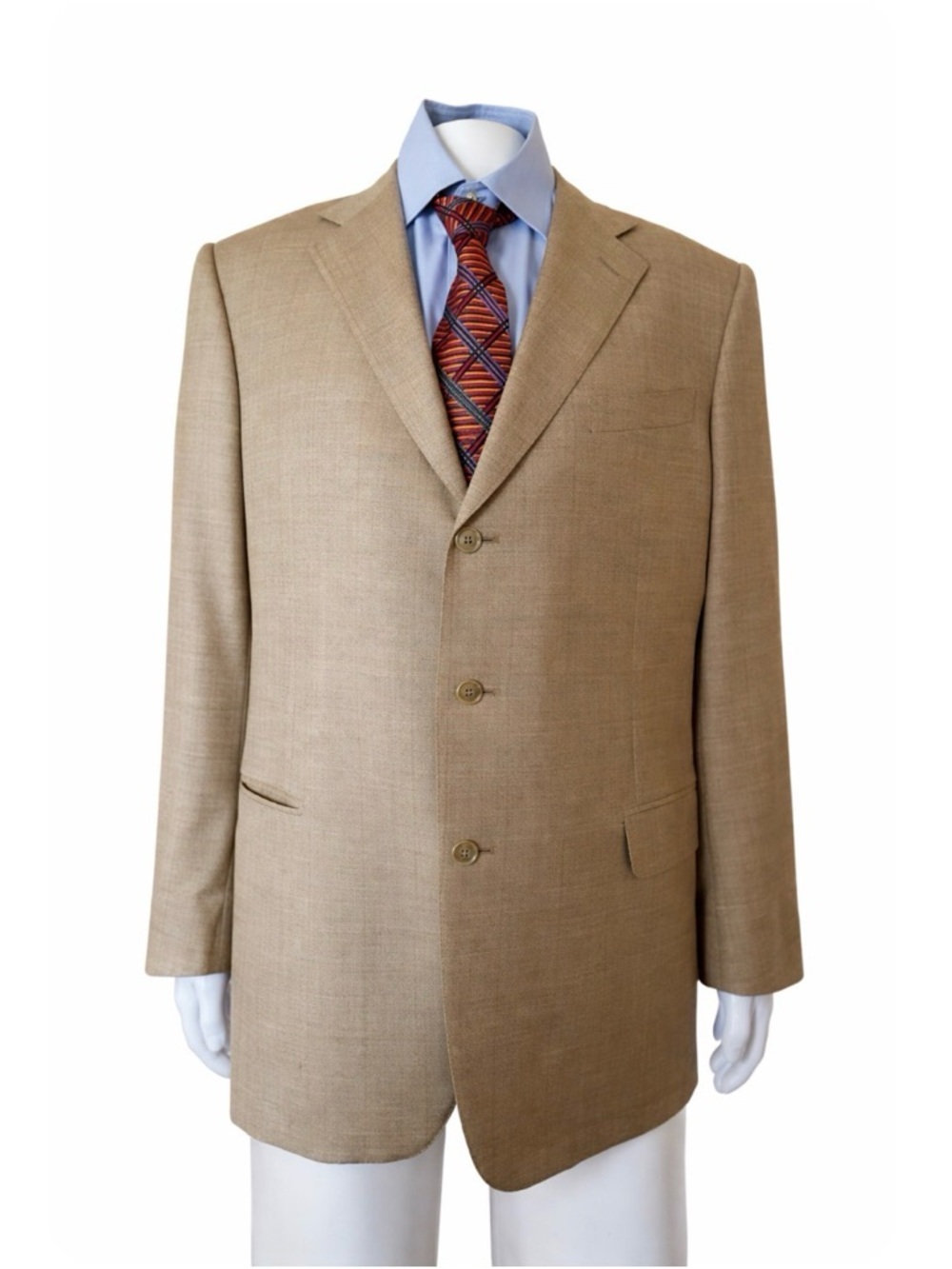 Ermenegildo Zegna Tan Fine Wool Blazer 3 Button Sport Coat Menโs Luxury Jacket